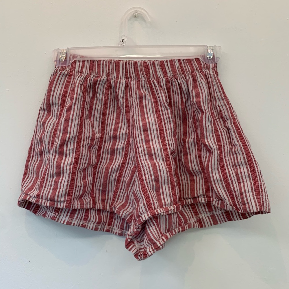 White and pink striped shorts